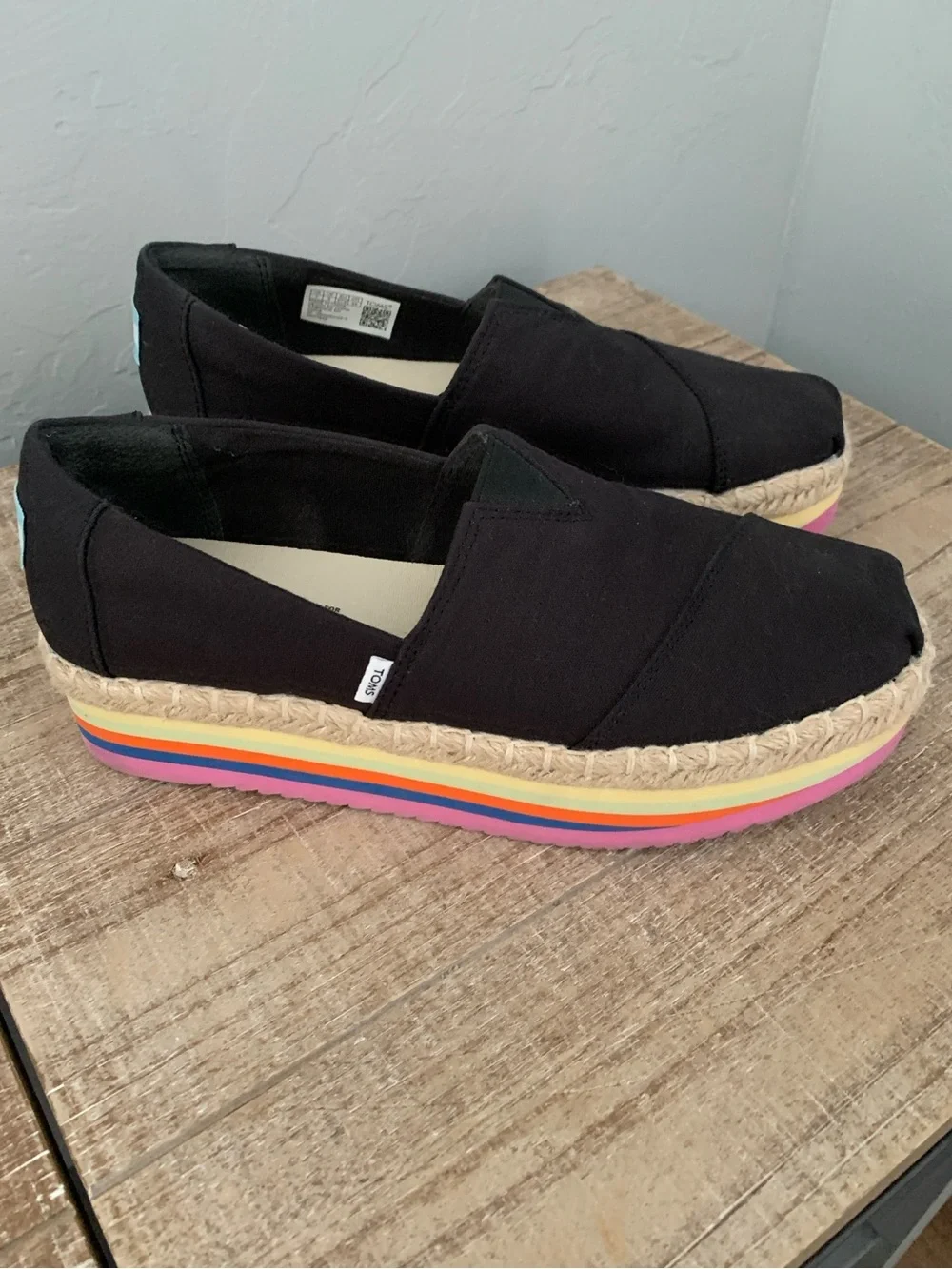 Toms Platform Espadrille with Rainbow Stripe Sole